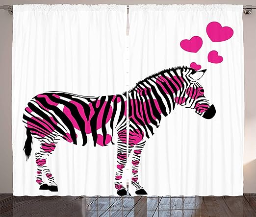 Amazon Com Ambesonne Pink Zebra Curtains Zebra In Love With