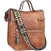 FADEON Crossbody Bags Purses for Women Designer Cross Body Shoulder Bag Purse PU Leather Top Handle Handbag Wide Strap