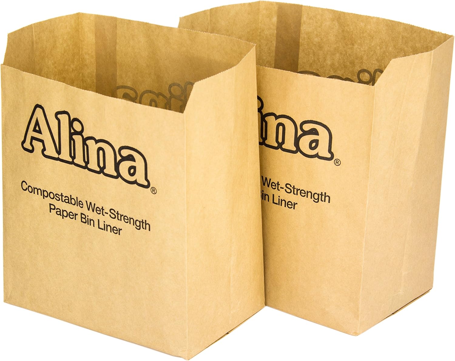 Alina 25 x 6L to 8L Compostable Paper Caddy Bin Bag/Food Waste Bin Liner/Biodegradable Brown 7