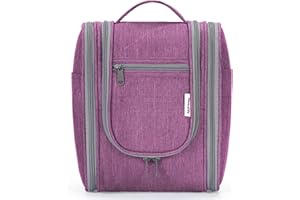 Narwey Small Hanging Toiletry Bag Women Travel Makeup Bag Organizer Toiletries Bag for Travel Size Essentials Accessories Cosmetics (Medium, Dark Purple)