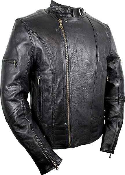 MDM Motorrad Lederjacke, Biker Herren Lederjacke