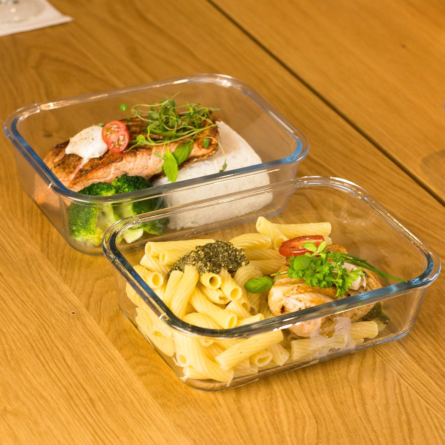 Grizzly Glass Food Storage Container Set - Ovenproof Dish with Lids - 2 x 1520 ml (53.5 oz) Rectangular - Air and Liquid Tight - Image 3
