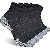 suaskk Mens Athletic Cushioned Breathable Comfort Running Quarter Socks 5 Pairs