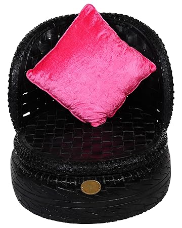 DeDzines Handcrafted Unique Pool Chair with Cushion (Matte, Black)