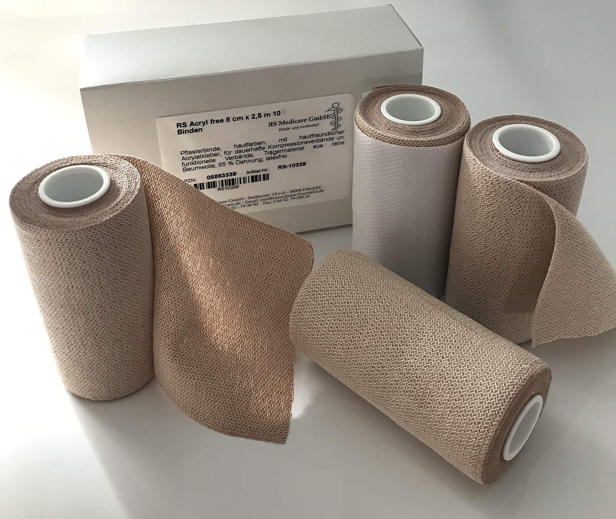 RS Medicare Acrylic Free 8 cm x 2.5 m 10 Bandages (Latex Free)