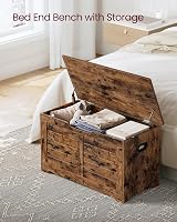 VASAGLE Chest Bench Blanket Box 2 Hinges 136 kg Load Honey Brown LSB061K01 view 3
