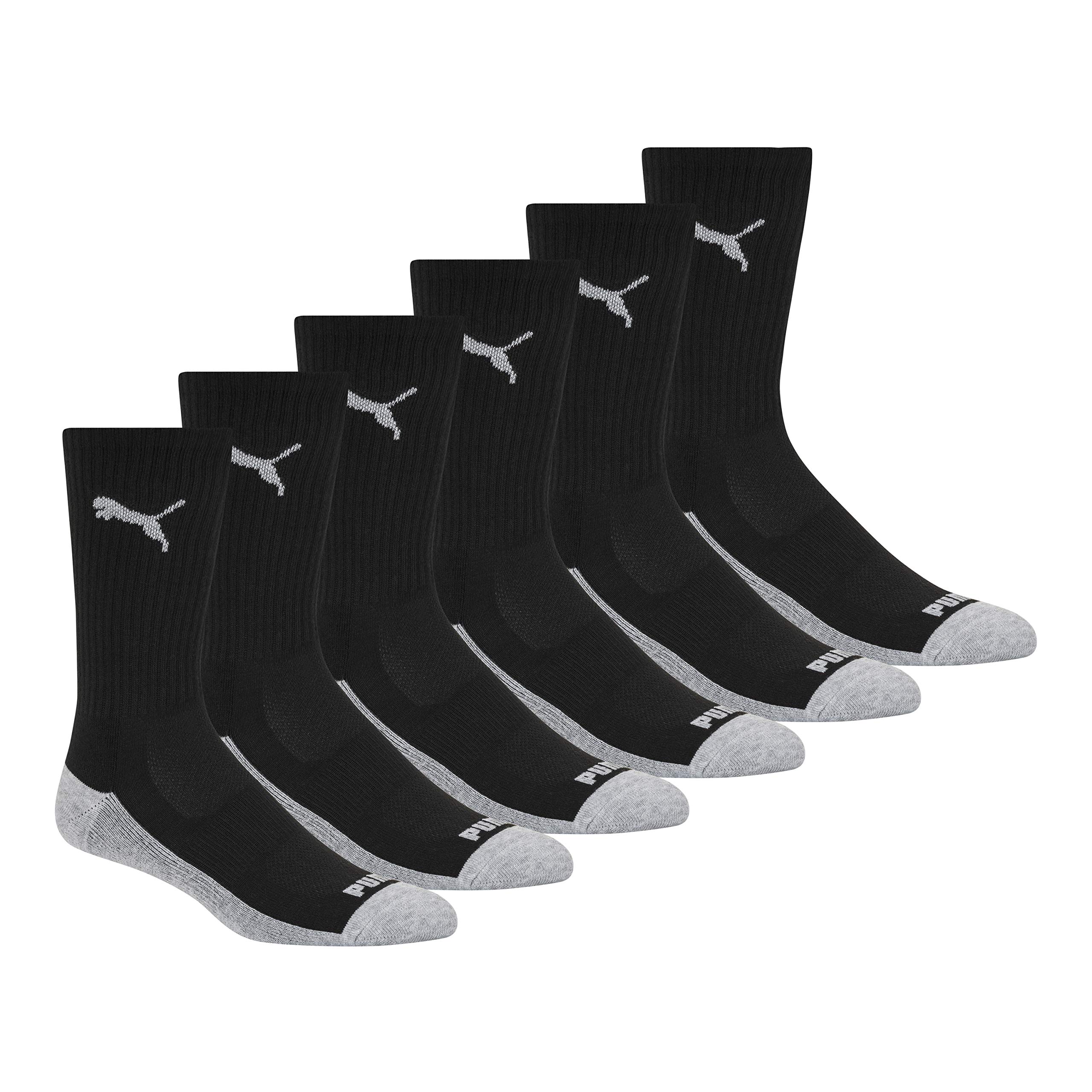 Photo 1 of *MINOR DAMAGE - USED*
PUMA mens 6 Pack Crew Socks, Black/Gray, 10 13 US