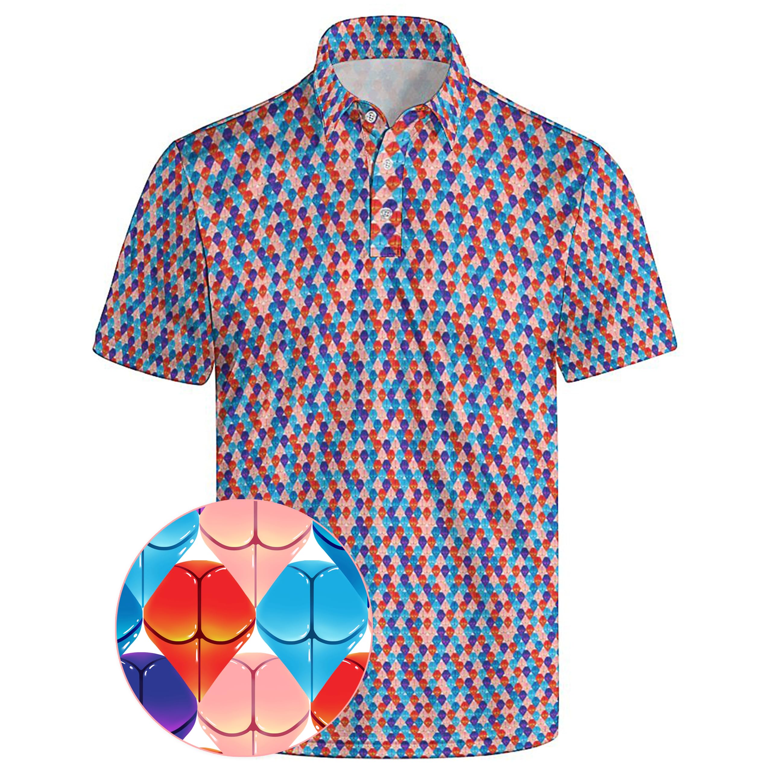 Xdceu Golf Polos for Men - Funny Golf Shirts Print