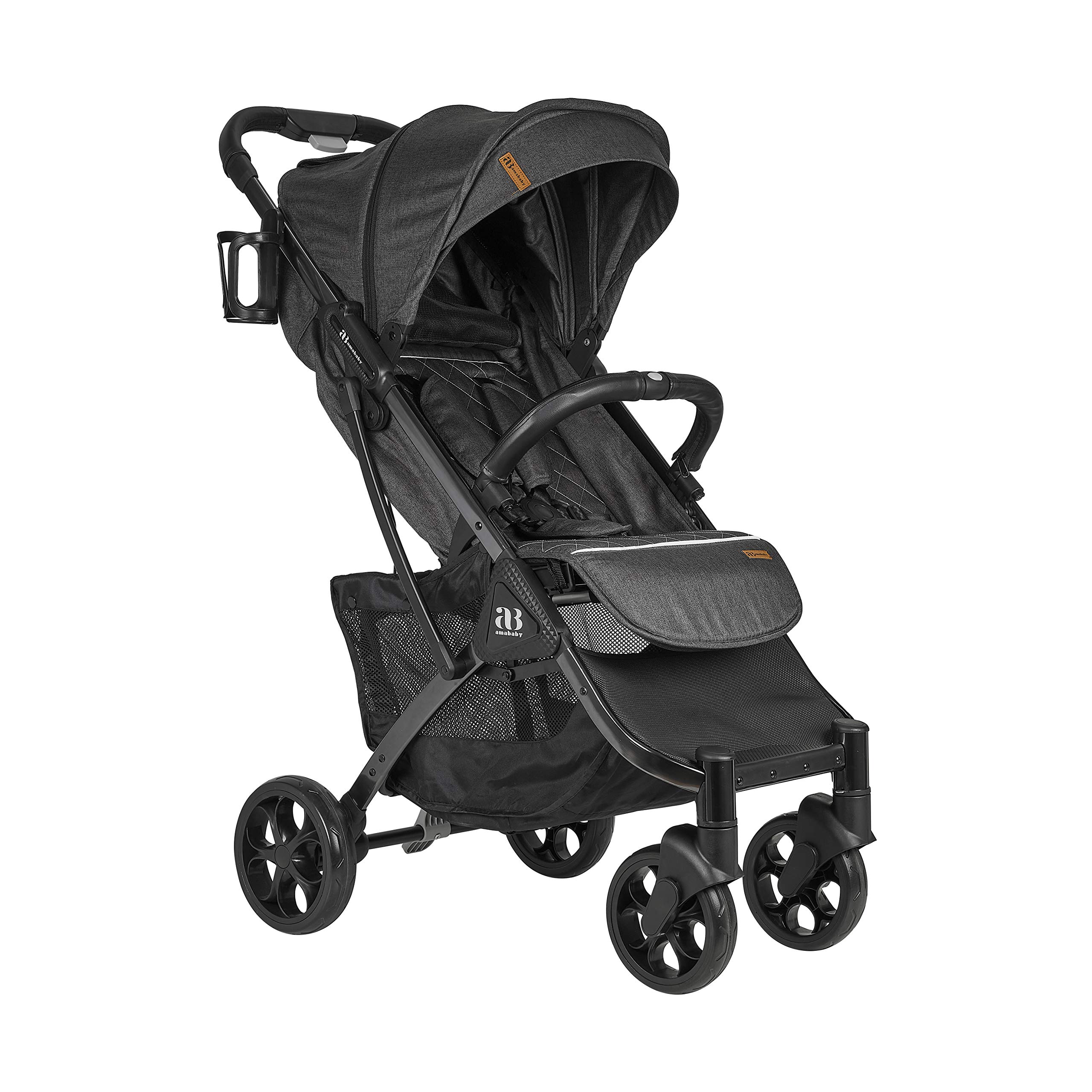 Amonev Lightweight Stroller, Premium Compact Travel Stroller. Fully Reclining Seat Suitable for Toddlers and Children (Dark Grey), 1 Count (Pack of 1)