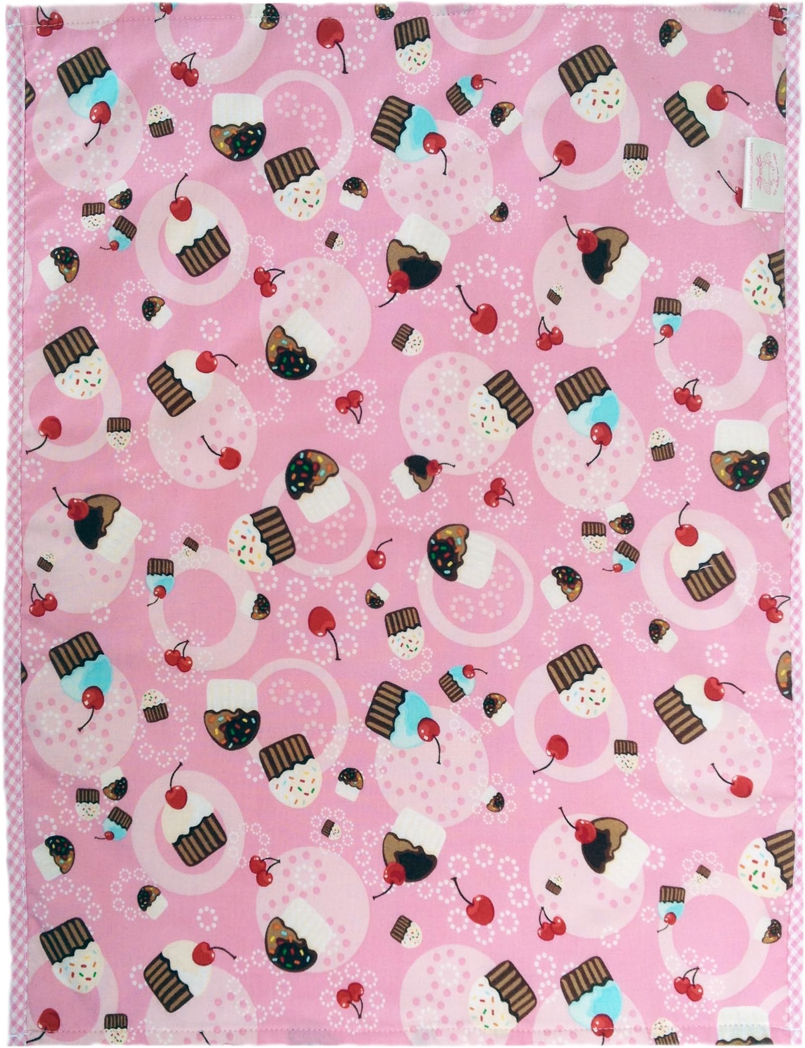 Patricia Ann Designs Fleece Changing Mat with Check Trim, Cherry Cupcake/Pink