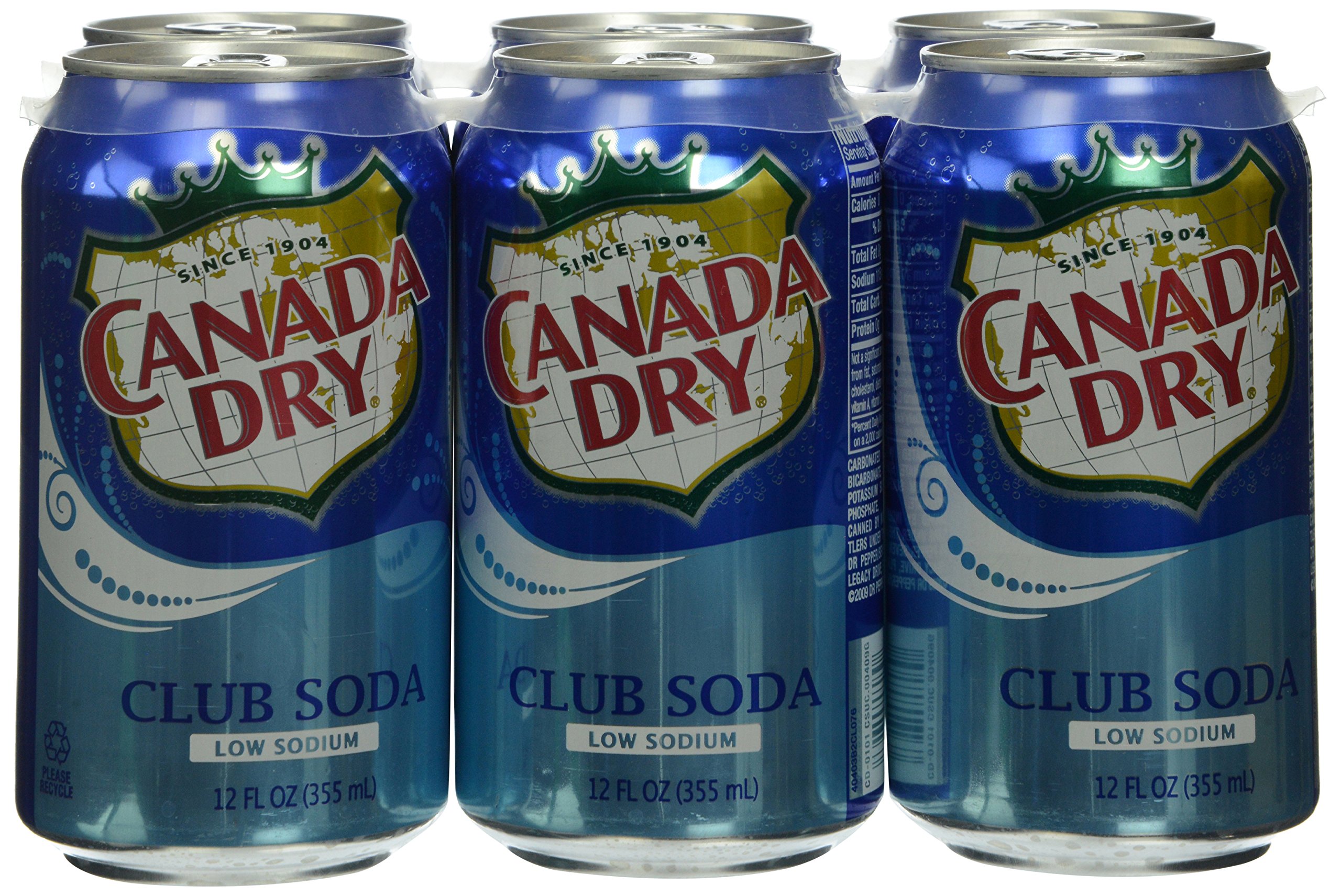 Canada DryClub Soda, Low Sodium, 6pk, 12 oz