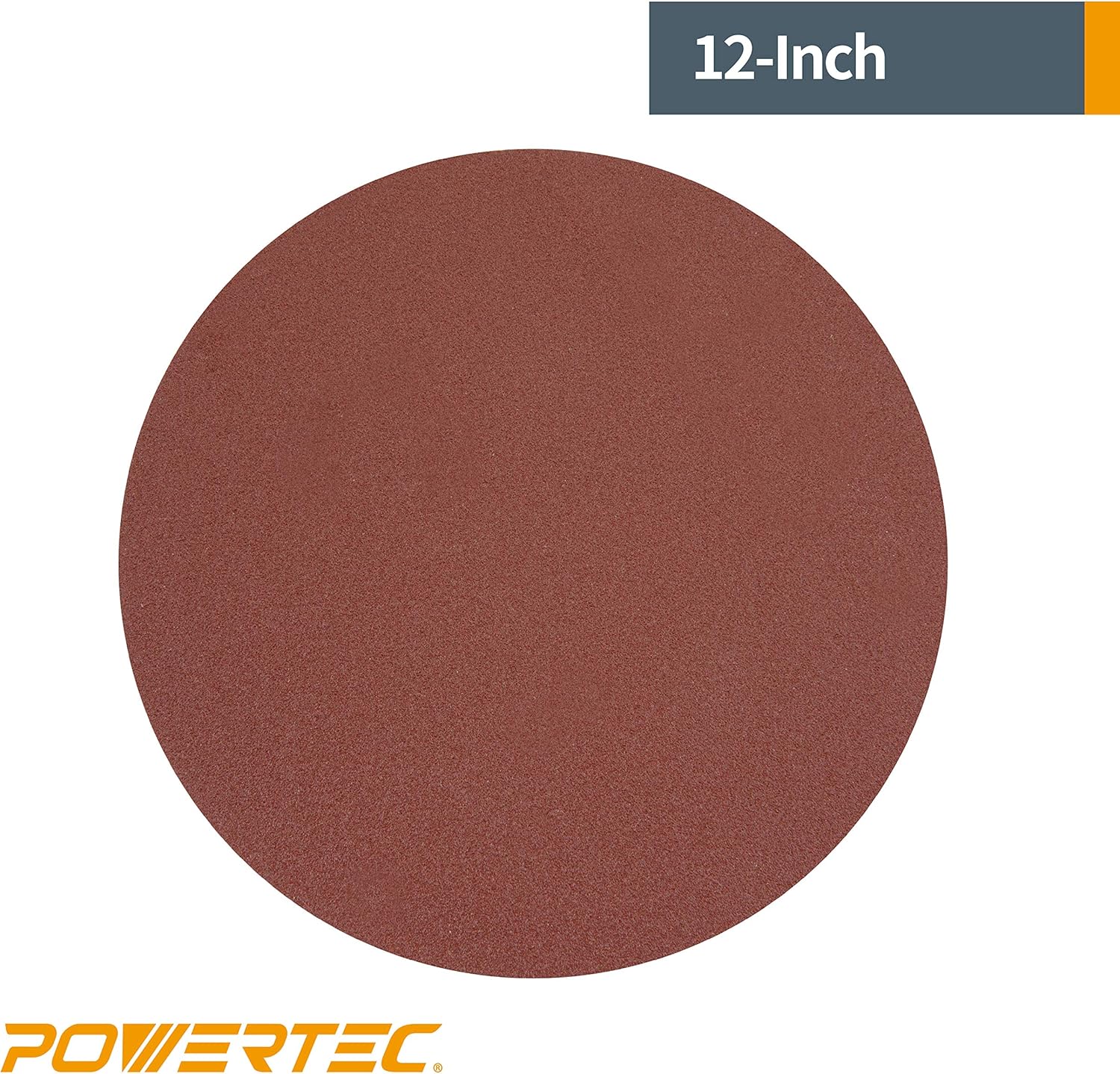 POWERTEC 110380 12-Inch PSA 60 Grit Aluminum Oxide Adhesive Sanding Disc, 10-Pack - Hook And Loop Discs - 