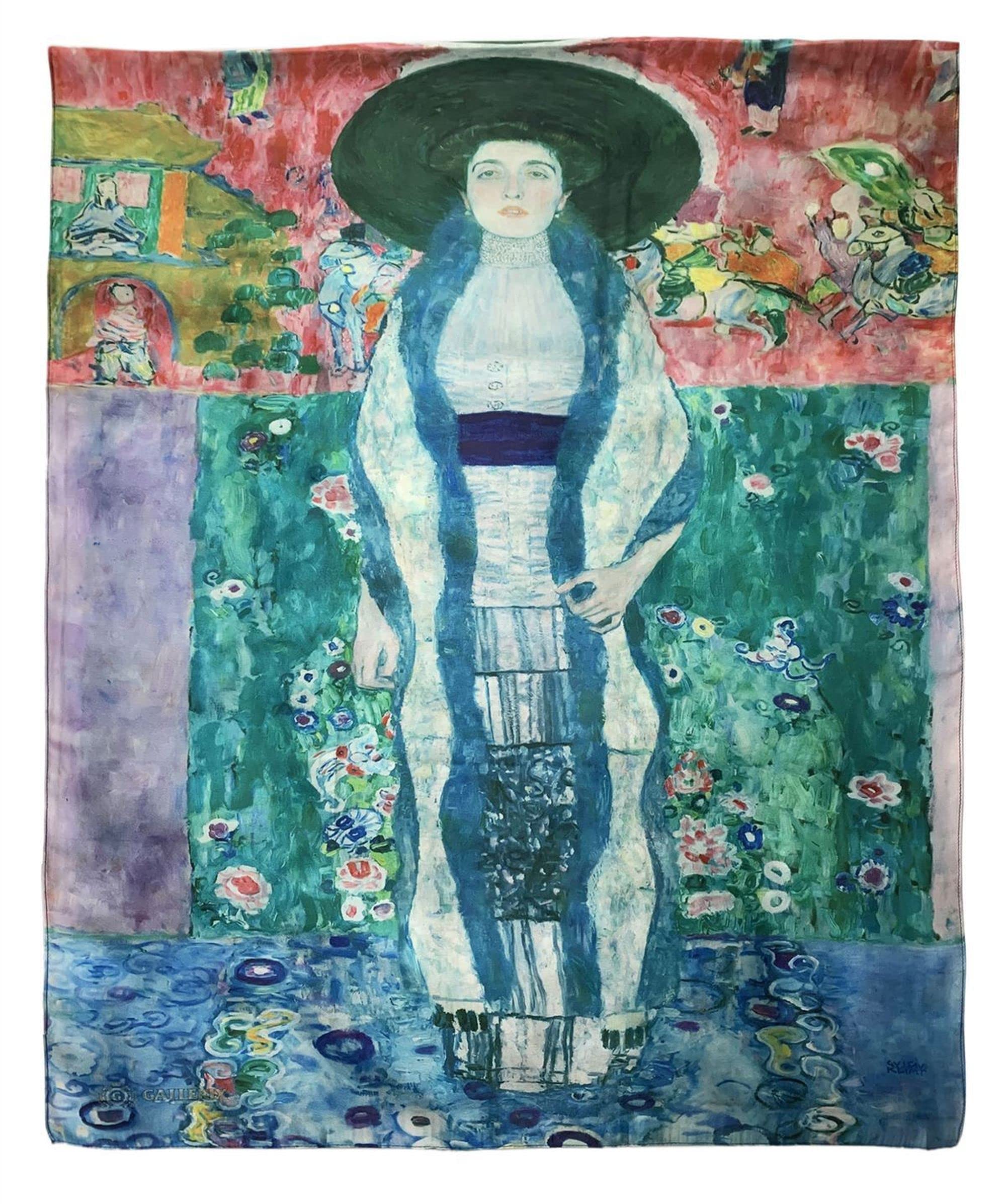 GFM® Women's Silk Blend Painting Or Art Based Summer Scarf (VSLK) (Klimt - Adele Expressionism)(FS-VSLK-3760-A) — image 1