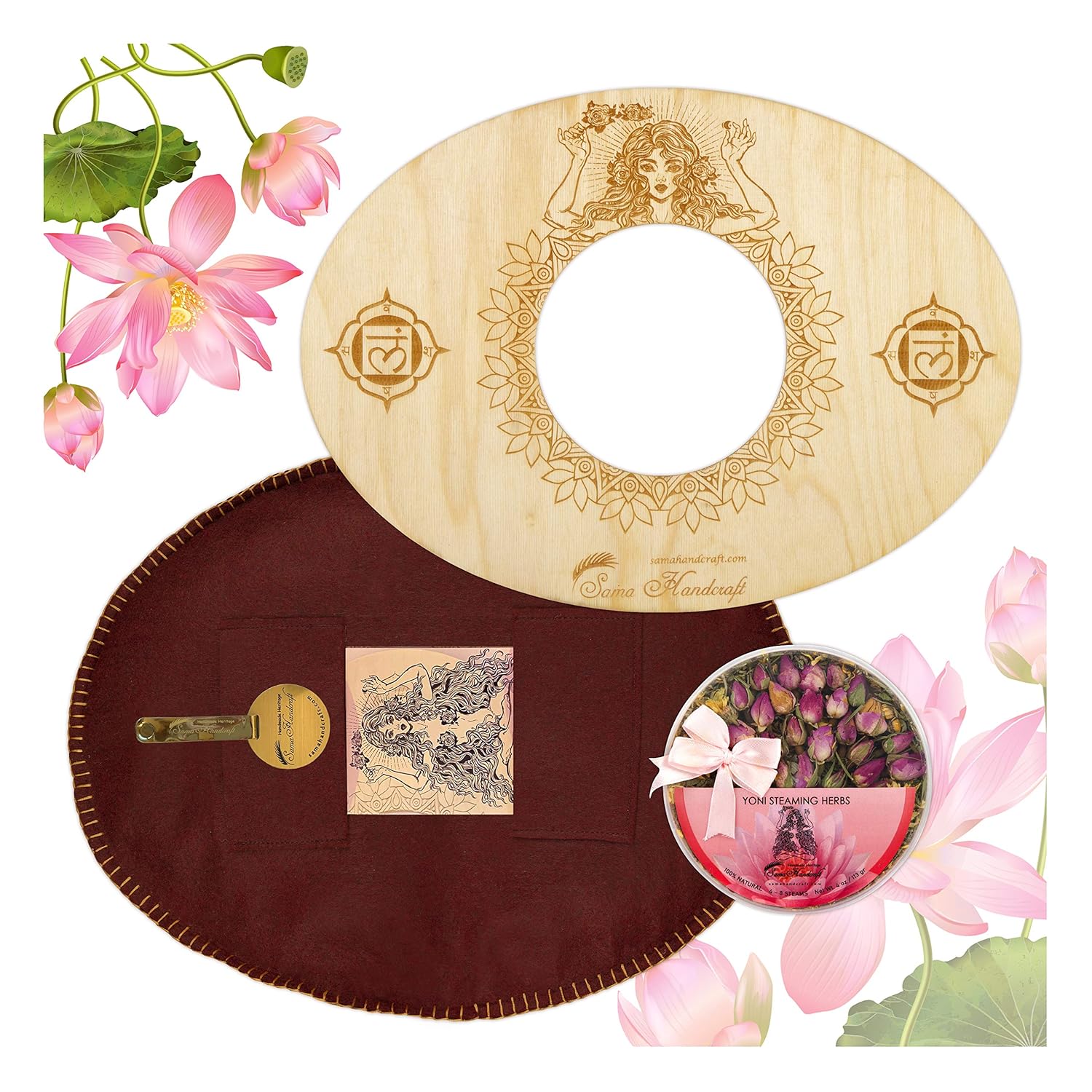 Sama Handcraft Yoni Seat and Herbs (4oz) in a Luxury packageDevi steam