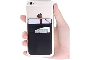 Fulgamo 3Pack Cell Phone Card Holder Stretchy Double Pocket Stick on Wallet Credit Card ID Case Pouch Sleeve Adhesive Sticker for Back of iPhone Android Smartphones-Black