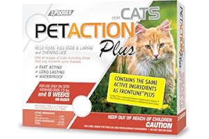 PET ACTION PetAction Plus Flea & Tick Treatment for Cats Over 1.5 lbs, 3 Month Supply
