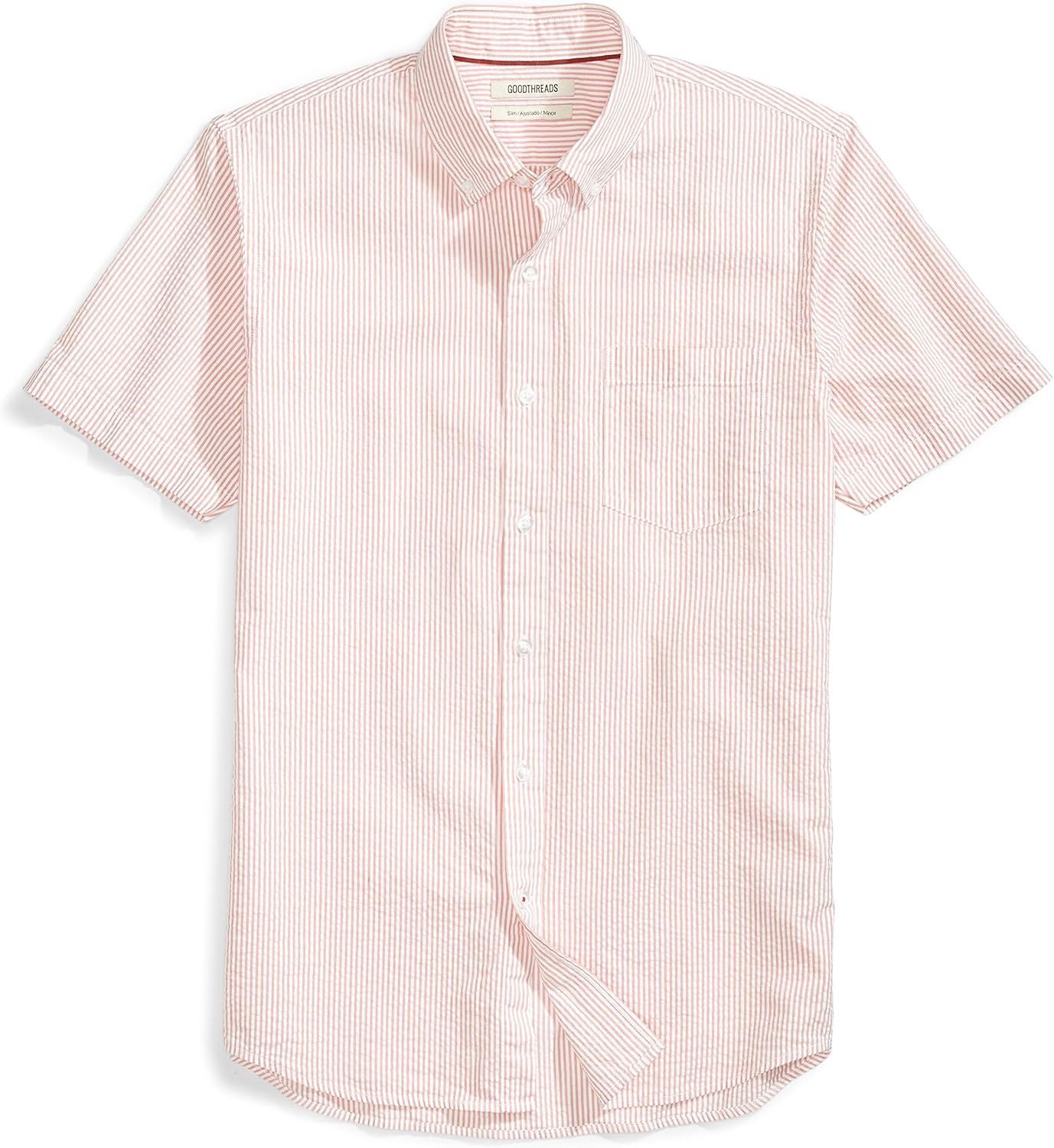  Brand - Goodthreads Men's Slim-Fit Short-Sleeve Seersucker Shirt: Clothing