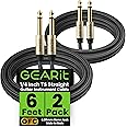GEARit Guitar Instrument Cable (6ft 2-Pack) 1/4 Inch to 1/4 inch TS Straight Male to Male 6.35mm Mono Jack with Alloy Connect