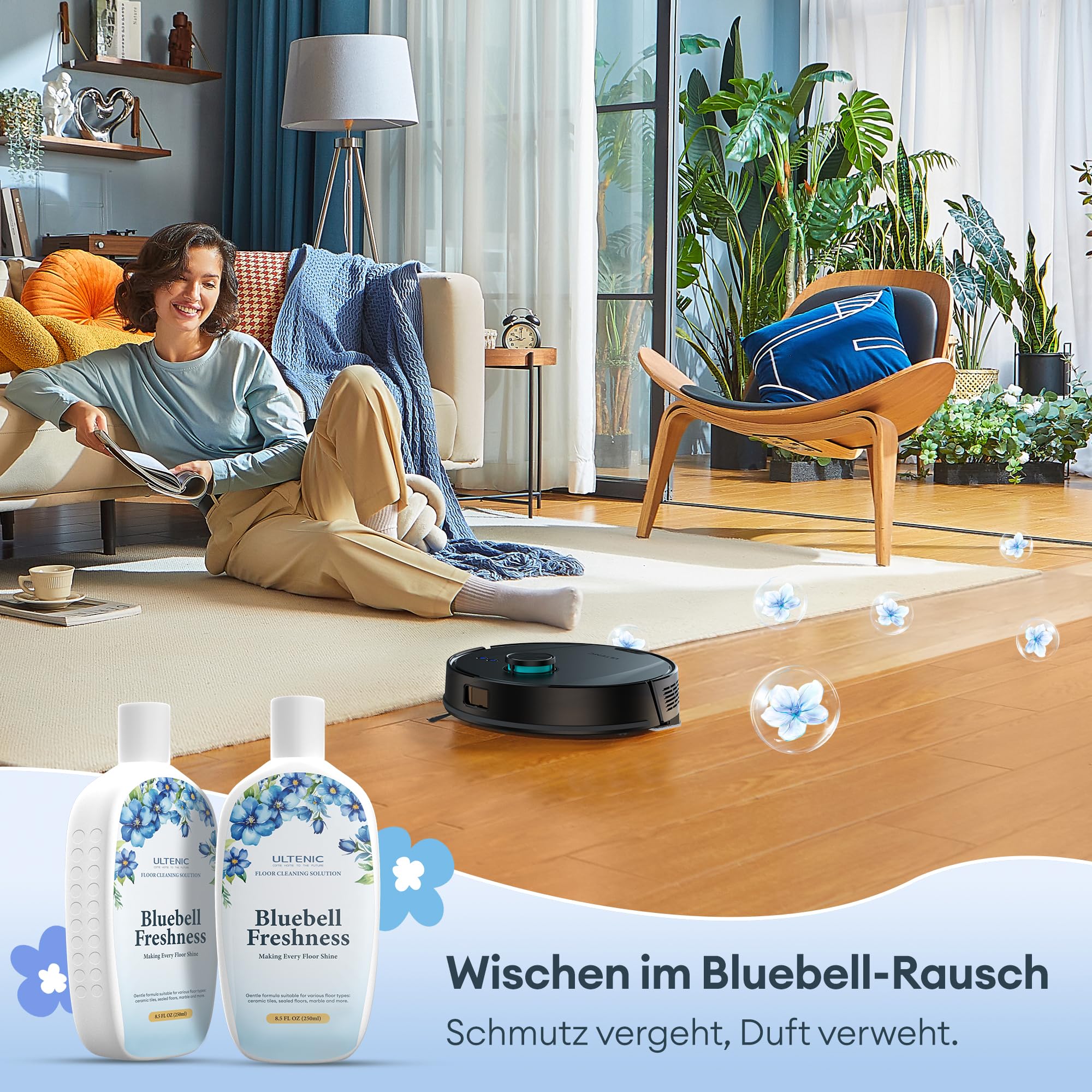 Ultenic Saugroboter mit Wischfunktion, 10000Pa 200Min Staubsauger Roboter mit Absaugstation 3,5L, LiDAR Navigation, 4-in-1 Saug und Wischroboter für Teppich Tierhaare Böden, APP Steuerung 9
