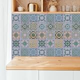 WALPLUS 24x 6in Vintage Green Azulejo Tile Stickers Peel & Stick Backsplash view 3