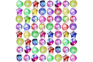 Vinsot 216 Pcs Light up Rings Rave Party Favors LED Flashing Jelly Rings Bumpy Glow in The Dark Rubber Light Neon Party Gift 