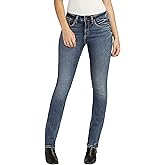 Silver Jeans Co. Women's Suki Mid Rise Curvy Fit Straight Leg Jeans