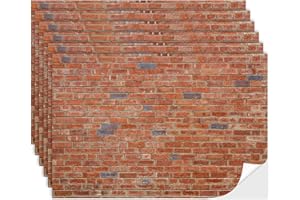 Flutesan 12 Pcs Miniature Dollhouse Wallpaper and Flooring Peel and Stick Mini DIY Self Adhesive Dollhouse Accessories 8.27 x 11.69 Inch (Red Clinker)