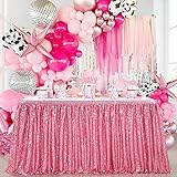 Blush Pink Sequin Table Skirts for rectangle tables
