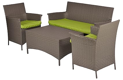 Furnifuture Conference Outdoor Patio Sofa Set Garden Furniture With Cushions - (Beige)