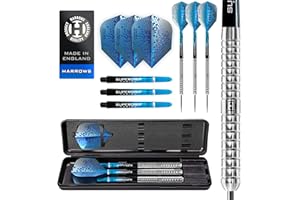 Harrows Pulse 90% Tungsten Steel Tip Darts Set 21g, 22g, 23g, 24g, 25g & 26g - Includes Recessed Curve Grip, Aqua Supergrip Fusion Shafts, Prime Flights & Travel Case