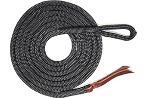 Knotty Girlz Double Braid Lead Rope with Eye Splice Loop, 12-14FT Lengths (Black, 12 ft.)