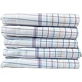 FancyaddaMen's Cotton Handkerchiefs (Set of 5, Big Size, White, Checks Printed)