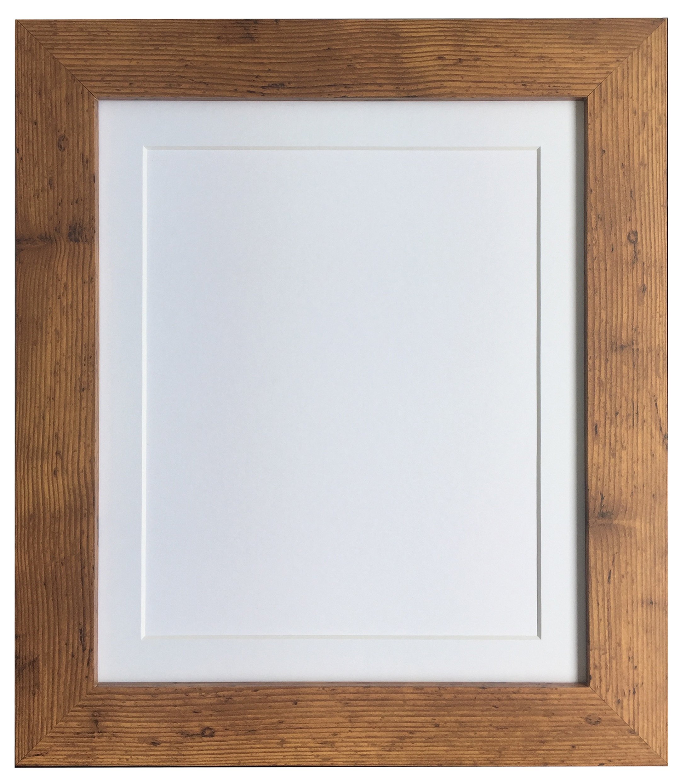 FRAMES BY POST London Picture Photo Frame, Vintage Wood with White Mount, 21 x 10 for 3 Images 7 x 5 Inches