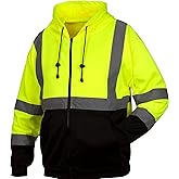 Pyramex RSZH3210M RSZH32 Series Sweatshirts Hi-Vis Lime Zipper Sweatshirt with Black Bottom - Size Medium, Green