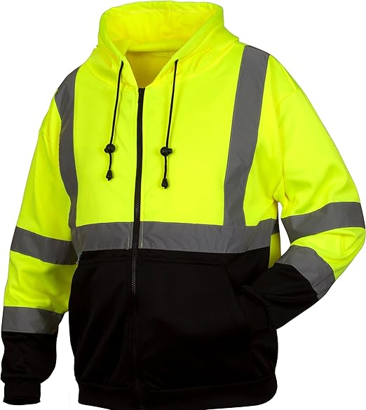 safety green zipper hoodie