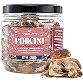 Gourmanity Dried Porcini Mushrooms for Cooking, Extra Grade, Non-GMO, 3 oz | Hand picked large slices, not dust, rehydrate in 15 minutes, deep umami for risotto, pasta, soup and stew, resealable jar
