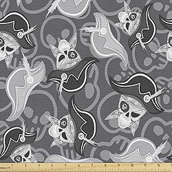 Ambesonne Pirates Fabric by The Yard, Greyscale