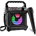 Risebass Portable Party Speaker with Microphone - Bluetooth Outdoor Speaker with Sing Along Karaoke - Small and Loud with Bluetooth SD AUX and USB Outdoor and Indoor
