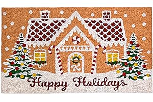 MAINEVENT Gingerbread House Door Mat 30x17 Inch, Gingerbread House Doormat for Covered Outdoor Area, Christmas Welcome Mat w/Non-Slip Backing