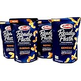 Barilla Fully Cooked READY PASTA, VARIETY 4 Pack: 1 Pouch each of ROTINI, PENNE, ELBOWS, GEMELLI with pack of silver plastic utensils! (8.5 oz each pouch) NEW for 2017!