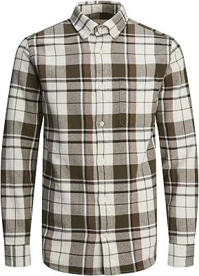 JACK&JONES JPRBLUBROOK Check Structure Shirt L/S SN Camicia, Olive Night, S Uomo