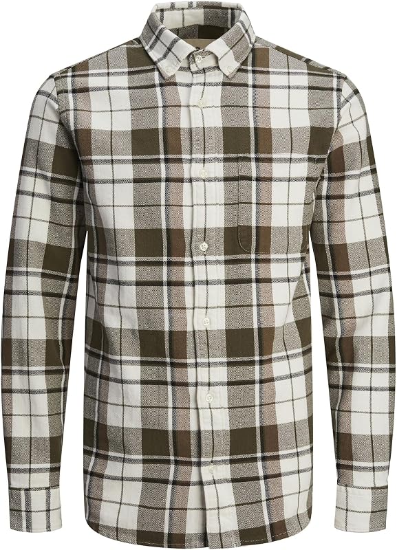 JACK&JONES JPRBLUBROOK Camisa de Estrutura de Quadros L/S SN, Olive Night, S de Homens