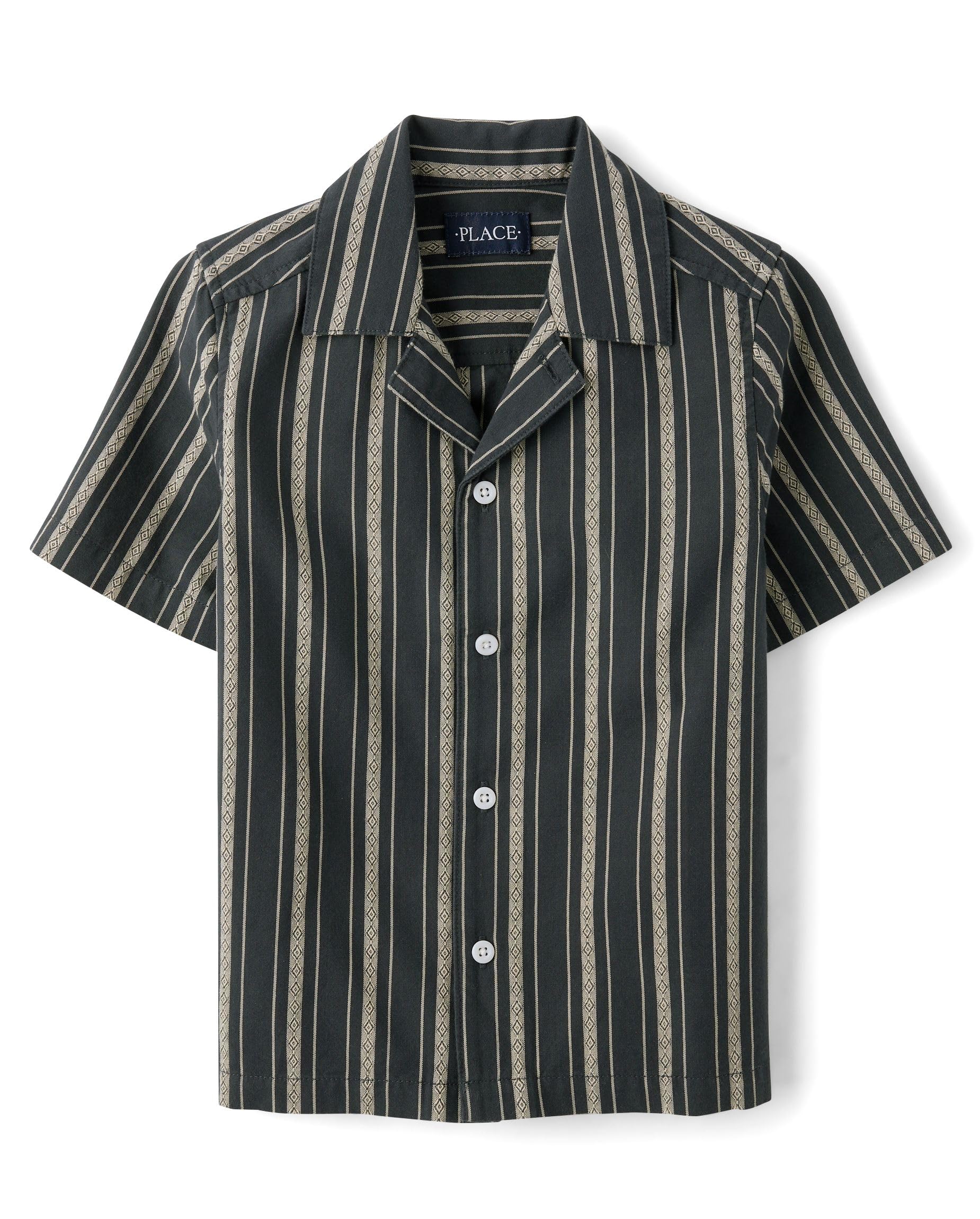 The Children's Place,Boys,Short Sleeve Button Up Shirt,Motor Oil,Medium Image