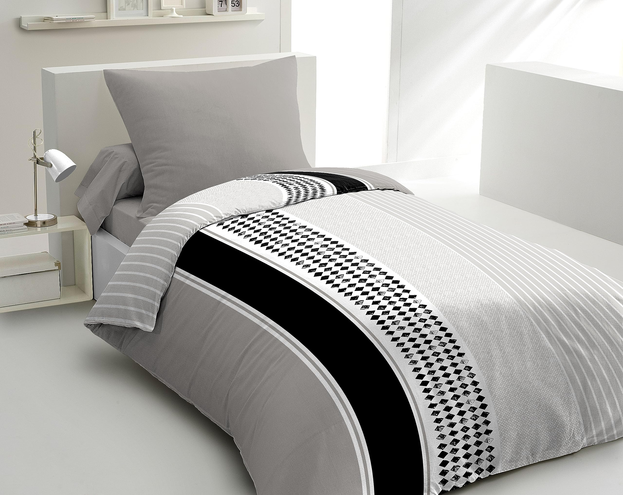 Home Linge Passion Mimosa Duvet Cover Set 140 x 200 cm Black