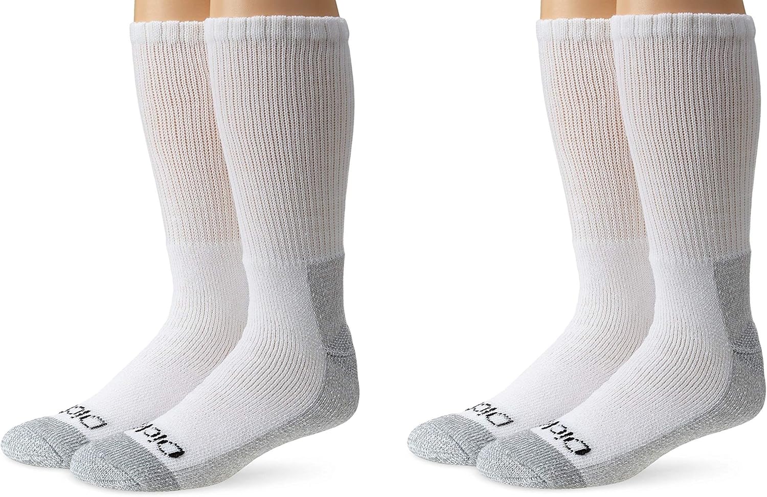 Dickies Steel Toe Crew Socks, M 1215 Big and Tall, White, 4 Pair