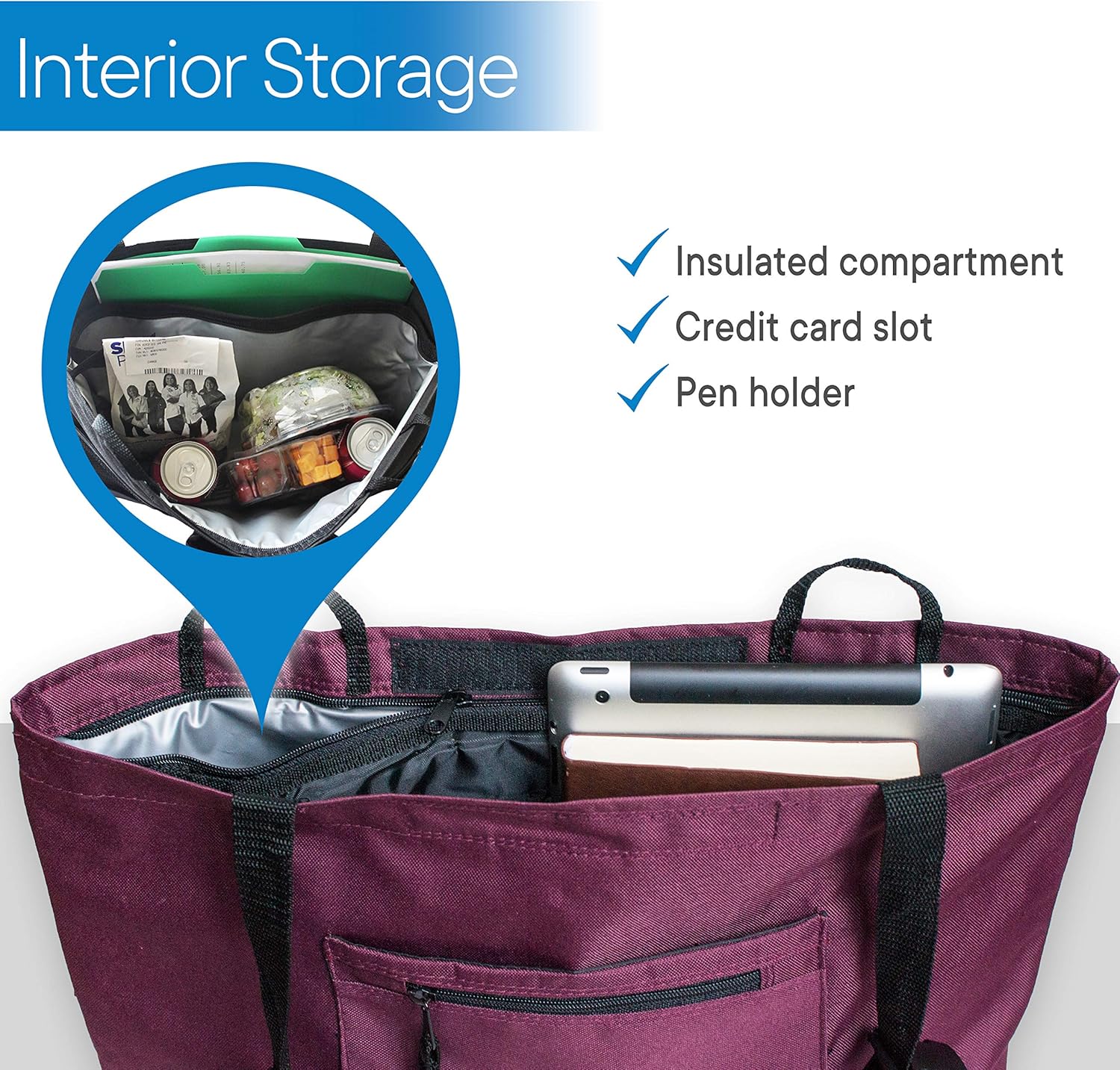 RMS Walker Bag with Soft Cooler - Water Resistant Tote with Temperature Controlled Thermal Compartment, Universal Fit for Walkers, Scooters or Rollator Walkers (Wine): Health & Personal Care
