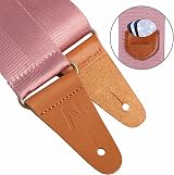 Nefelibata Guitar Strap Rose Gold Nylon Ends Pick Pocket 2in 37-63in view 4
