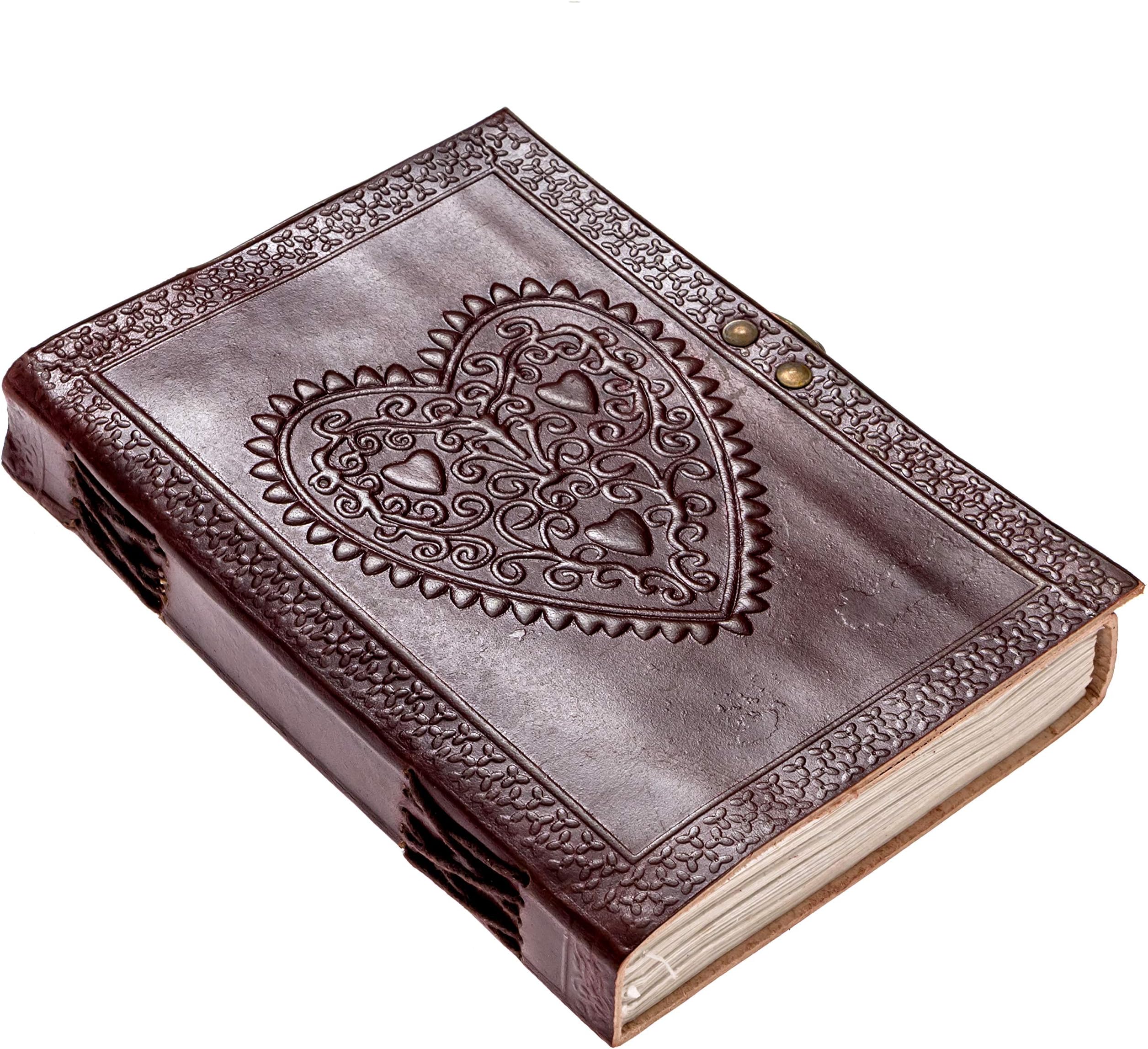 Heart LEATHER JOURNAL Handmade Writing Notebook 8x6 Inch Unlined, Diary With Gift Box