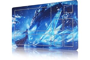 AIRCBC MTG Playmat Stitched with Magic Zone Non-Slip Rubber Backing Printing Commander Board Game Desk Mat Duel Mat TCG Playmat PTCG Playmat 24x14 inches and Free Storage Bags (Dragon 01)