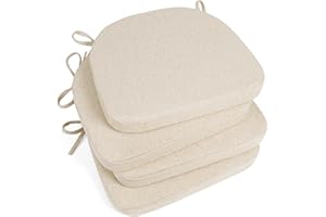 Tromlycs Chair Pads for Dining Chairs Cushions Kitchen 4 Pack Room Seat Indoor U Shaped Non Slip with Ties Set 16x17 Inch Farmhouse Light Linen